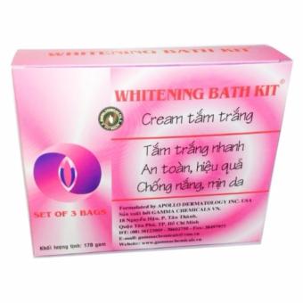 Kem Tắm Trắng toàn thân từ tinh chất Vitamin E, nha đam, trái mơ Whitening Bath Kit 170g (3 gói)...