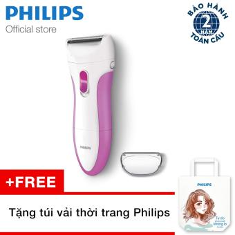 Máy làm sạch lông cho nữ Philips HP6341 (Trắng phối hồng) TẶNG Túi vải thời trang  