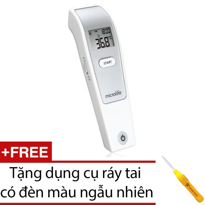 Nhiệt kế đo trán Microlife FR1MF1 (Trắng) + Tặng dụng cụ ráy tai có đèn màu ngẫu nhiên bán chạy