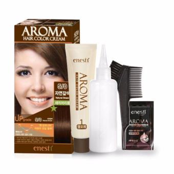 Thuốc nhuộm tóc Enesti Aroma Hair Color Cream màu nâu tự nhiên 5/0 Hàn Quốc - Hàng chính hãng  