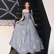 Glary Star Gown: Elegant One-Shoulder Evening Dress for Women