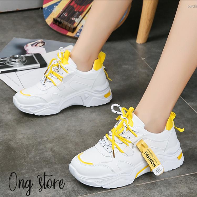 Giày học sinh nữ Hàn Quốc siêu đẹp , Giày thể thao nữ đế cao màu trắng 5 cm
