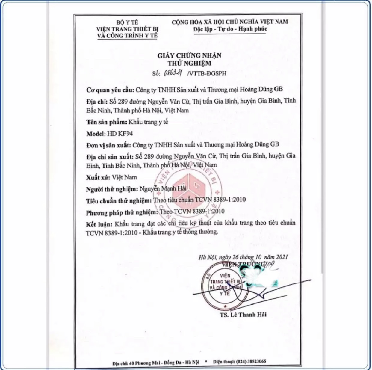 Chiếc Khẩu Trang Kháng Khuẩn 4D Hoàng Dũng Mask KF94, Đạt Chuẩn Hàn Quốc, Kháng Khuẩn - Ngăn Ngừa Vi Khuẩn