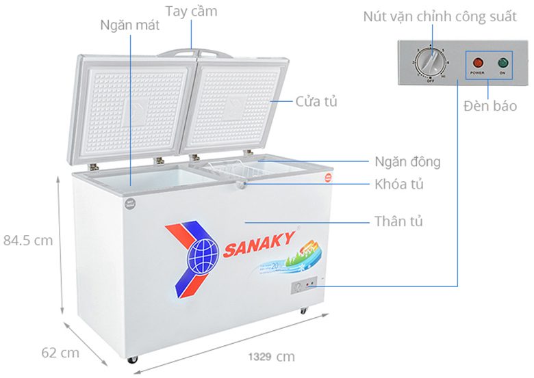 Tủ đông Sanaky 400 lít VH-4099W1