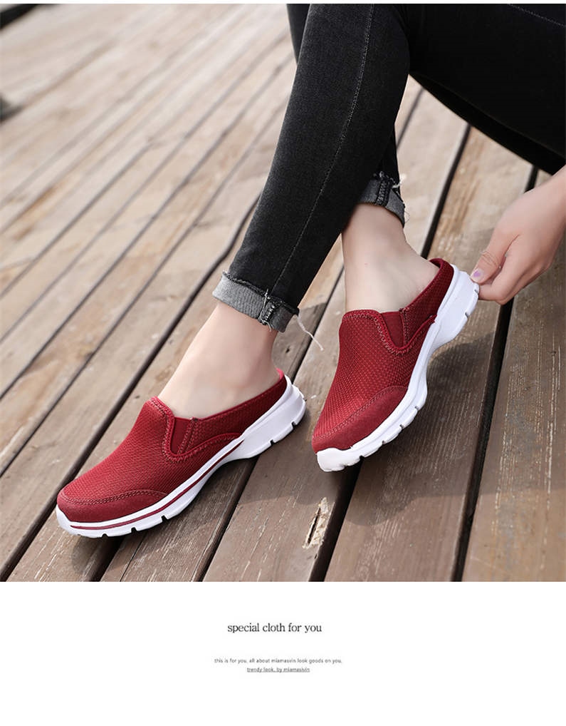 Fashion Shoes Women 39 s 2021 Mesh Slip on Half Slippers Flat Big Size Female Sneakers Women Comfort Casual Shoes Fly Weaving H7 22