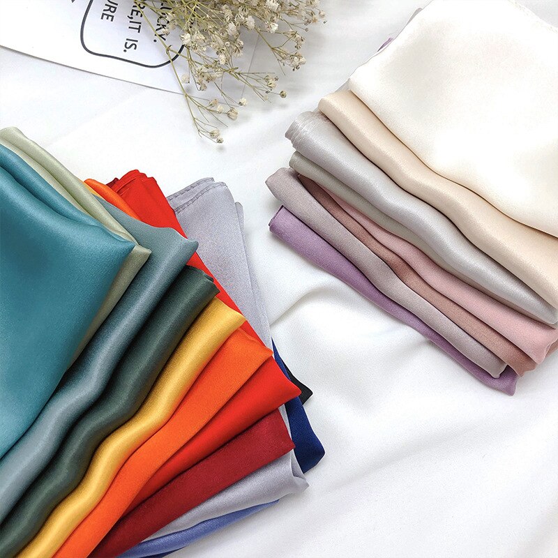 Fashion Women Plain Office Neck Square Silk Scarf for Ladies Bag  Accessories Scarves 70*70cm