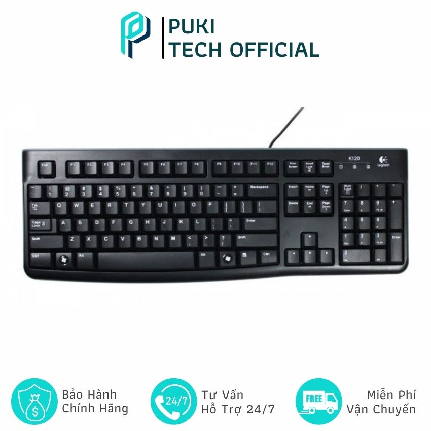 [Freeship] Bàn Phím Có Dây Logitech Cho Laptop K120 -PUKI Tech Official- PUKI02 Hàng Chính Hãng Giá Tốt, Bảo Hành 12 Tháng, Thiết Kế Mỏng Nhẹ Đơn Giản, Bền Đẹp, Dễ Sử Dụng Phù Hợp Làm Văn Phòng, Gia Đình, Chơi Game