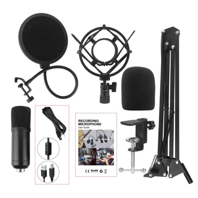 Recording Studio Set Condenser Microphone Audio Studio Sound Recording USB Microphone Kit 192KHZ/24BIT Professional Podcast Condenser Mic for PC Studio Recording Mic Kit with Sound Card (2)