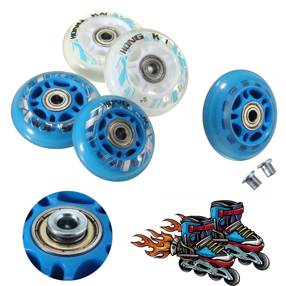 4 Pcs 64mm 82A Replacement Wheels Rollerblade Skating Inline Skate Shoes Blue - intl