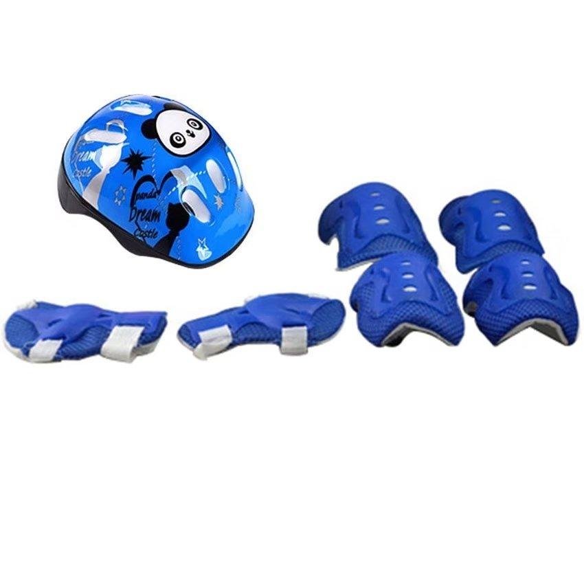 7pcs Kid Safety Set Helmet Protective Gear Elbow Wrist Knee Pads For Skateboard Roller Skating Cycling Sport (Blue) - intl