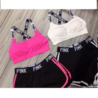 Bộ quần áo thể thao Pink(tập gym,đi biển,yoga) hồng đen  