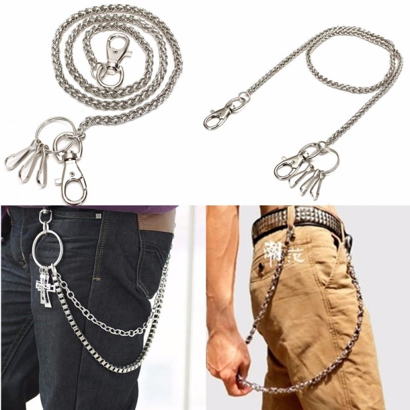 Mua Dây xích đeo quần Jean móc chìa khóa cổ điển đơn giản dành cho Nam bằng Bạc - quốc tế