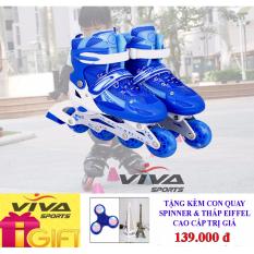 GIÀY PATIN CAO CẤP SÁNG TOÀN BỘ BÁNH ( SIZE L ) - VIVA SPORT ( TẶNG CON QUAY SPINNER & THÁP EIFFEL CAO CẤP )