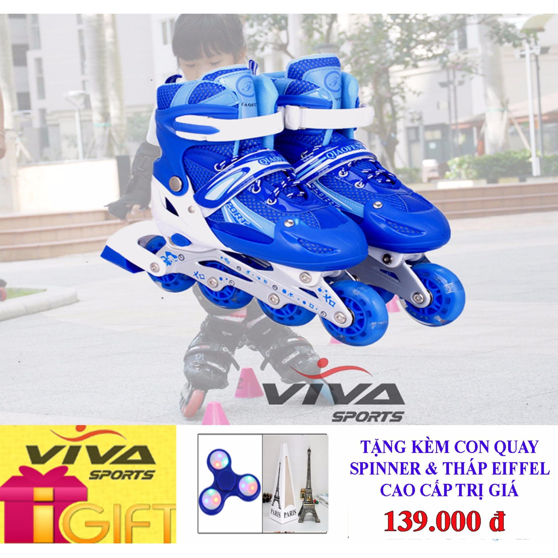 GIÀY PATIN CAO CẤP SÁNG TOÀN BỘ BÁNH ( SIZE L ) - VIVA SPORT ( TẶNG CON QUAY SPINNER & THÁP EIFFEL CAO CẤP )