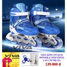 GIÀY PATIN GẮN ĐINH TÁN PHÁT SÁNG TOÀN BỘ SIZE M - VIVA SPORT ( TẶNG CON QUAY SPINNER & THÁP EIFFEL CAO CẤP )