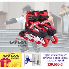 Giày Trượt Patin Cao Cấp Gắn Đinh Phát Sáng Bánh ( SIZE L ) - VIVA SPORT ( TẶNG CON QUAY SPINNER & THÁP EIFFEL CAO CẤP )