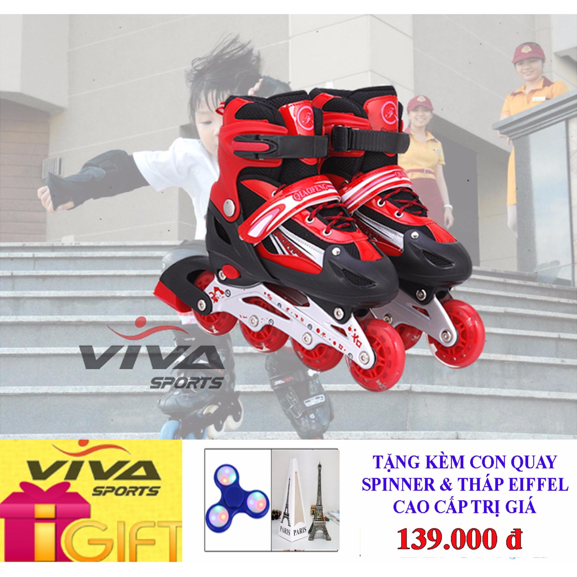 Giày Trượt Patin Cao Cấp Gắn Đinh Phát Sáng Bánh ( SIZE L ) - VIVA SPORT ( TẶNG CON QUAY SPINNER & THÁP EIFFEL CAO CẤP )
