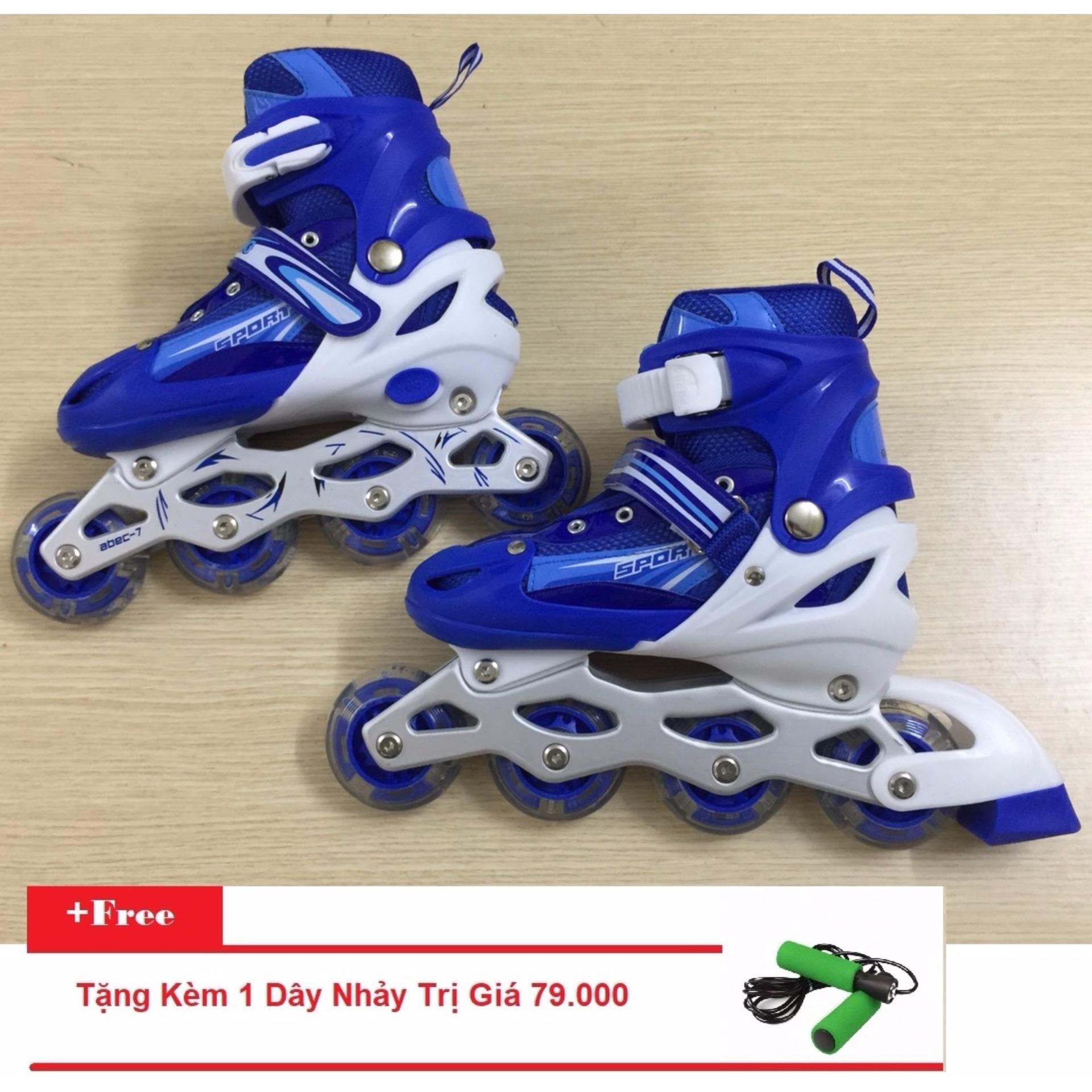 Giày Trượt Patin Gắn Đinh Phát Sáng (Size L - Xanh) + Tặng Kèm 1 Dây Nhảy