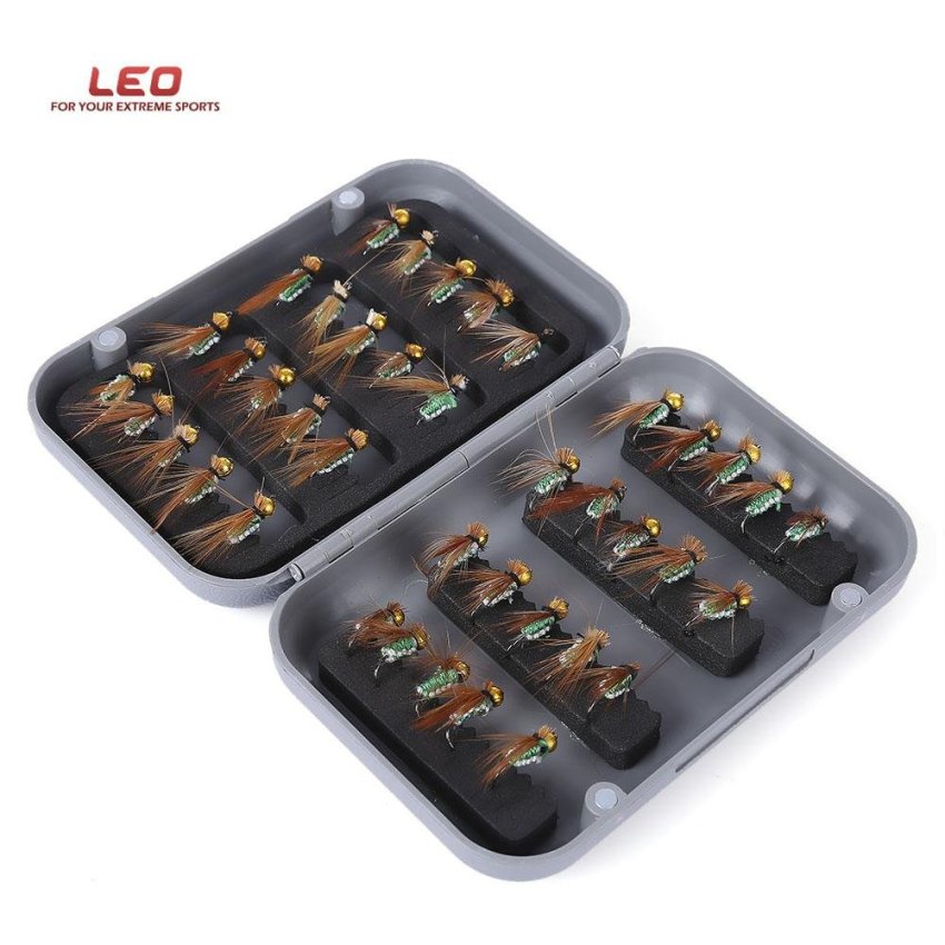 Hình ảnh LEO 40pcs/Box Bionic Fish Hook Insect Fly Shape Fish Tackle (Green) - intl