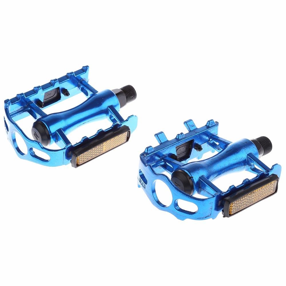Paired Aluminum Alloy Flat Bicycle Pedal for Mountain Road Bike BMX Fixed Gear (Blue) - intl