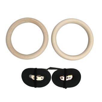 Wood Gymnastic Gym Rings with Adjustable Buckles Straps CrossFitness - intl