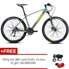 Xe đạp địa hình TRINX X1 2017( Xám /xanh lá-Xanh dương). + Tặng 1 bộ đèn Led trước và sau