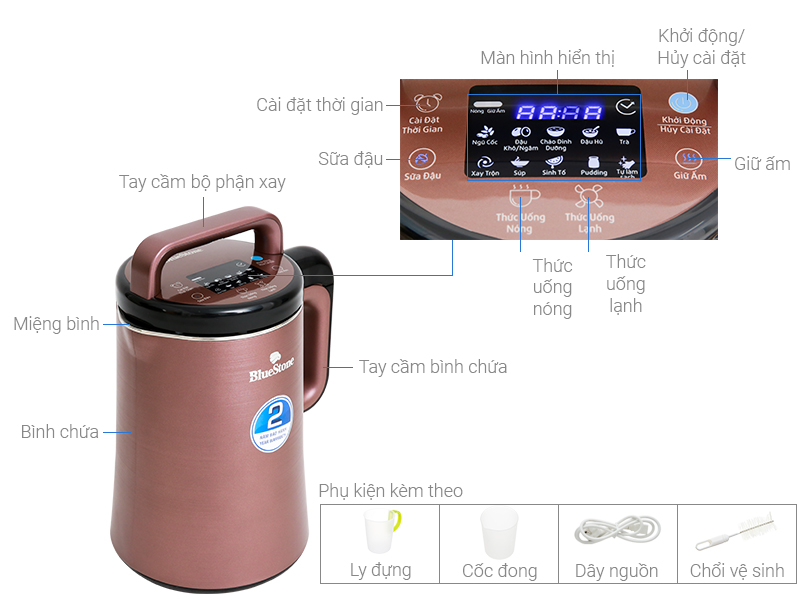 Thông số kỹ thuật Máy làm sữa đậu nành Bluestone SMB-7393 1.3 lít