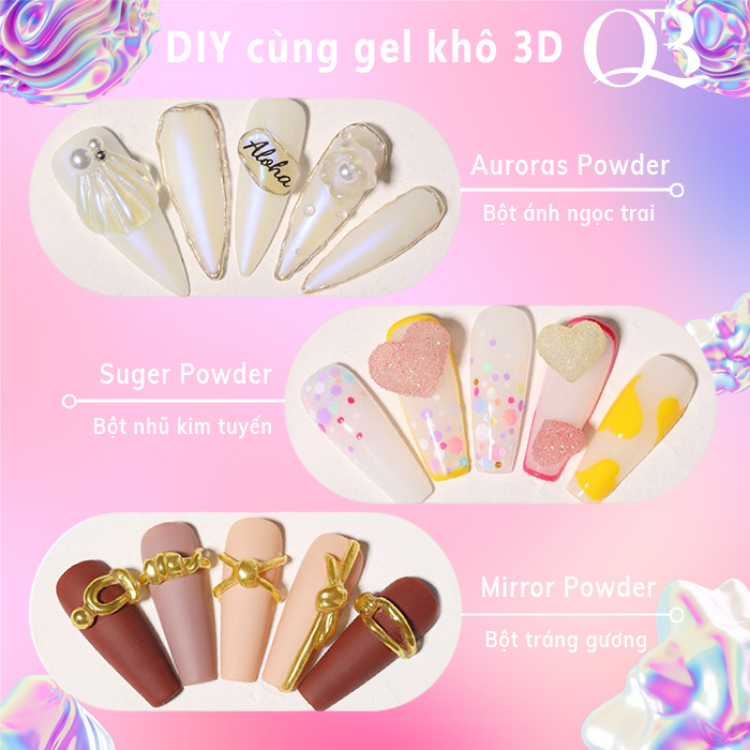 Gel vẽ móng 3D đa năng (gel khô vẽ nổi tráng gương, gel tạo hình 3D) màu trong Huaxi