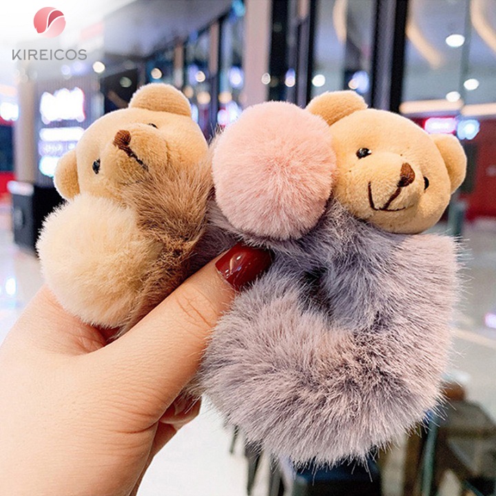 Cột Tóc Lông Xù Cao Cấp Đính Gấu Siêu Cute 5