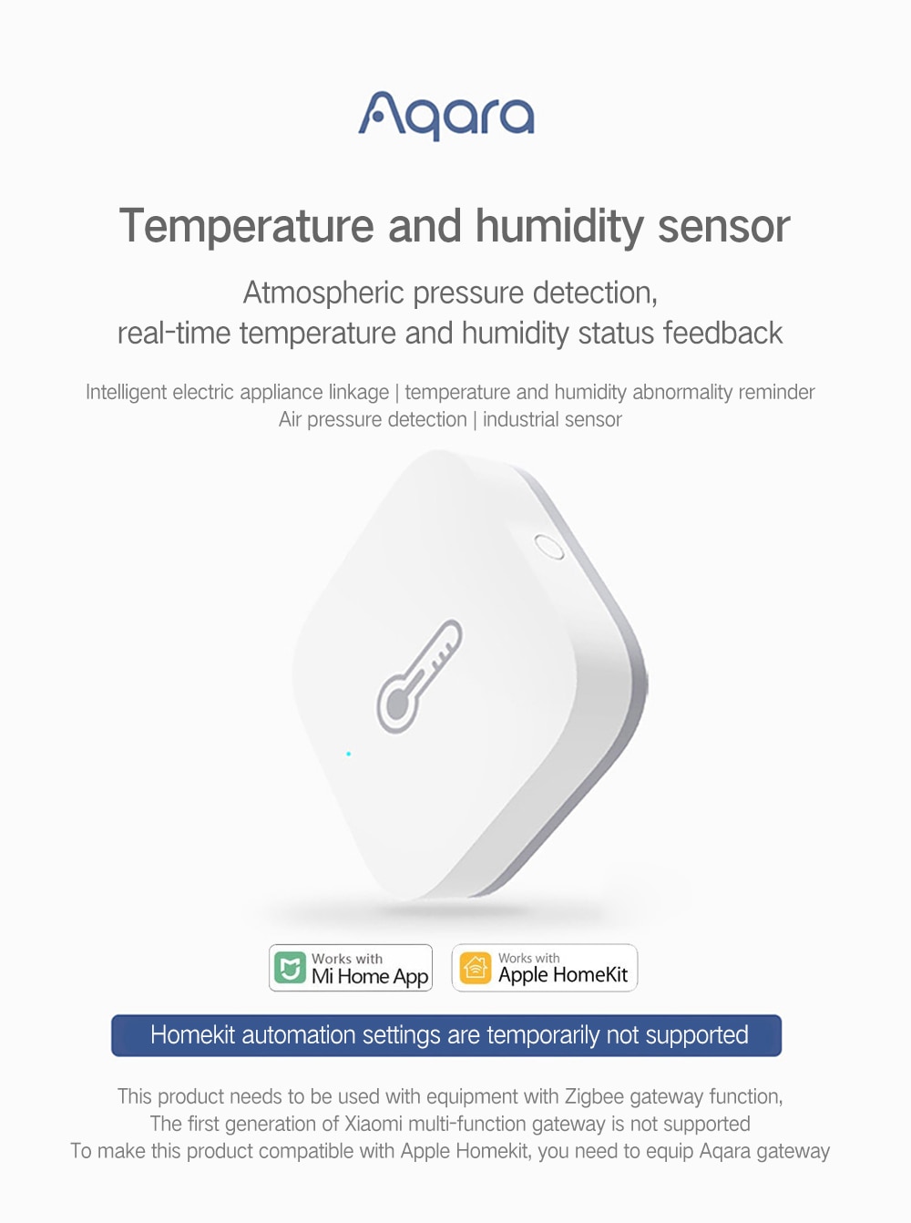 Aqara Zigbee Temperature Humidity Sensor Wireless Indoor Thermometer  Hygrometer For Homekit, Xiaomi Mi Home, Alexa