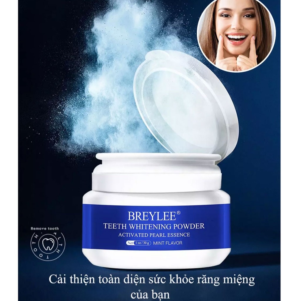 ❧♛  [CHÍNH HÃNG] BREYLEE Bột Tẩy Trắng Răng Làm Trắng Răng Vệ Sinh Răng Chuyên Sâu 30g
