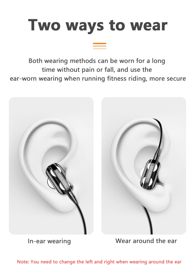 【Ready】
 Double Moving Coil Double Speaker In ear Wire controlled Headset Wired Headset A4 For