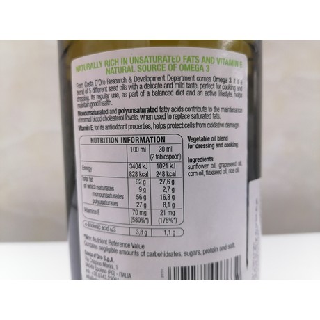 dầu thực vật omega 3-6 costad oro chai 1l - omega 3-6 costad oro vegetable oil 1l 3