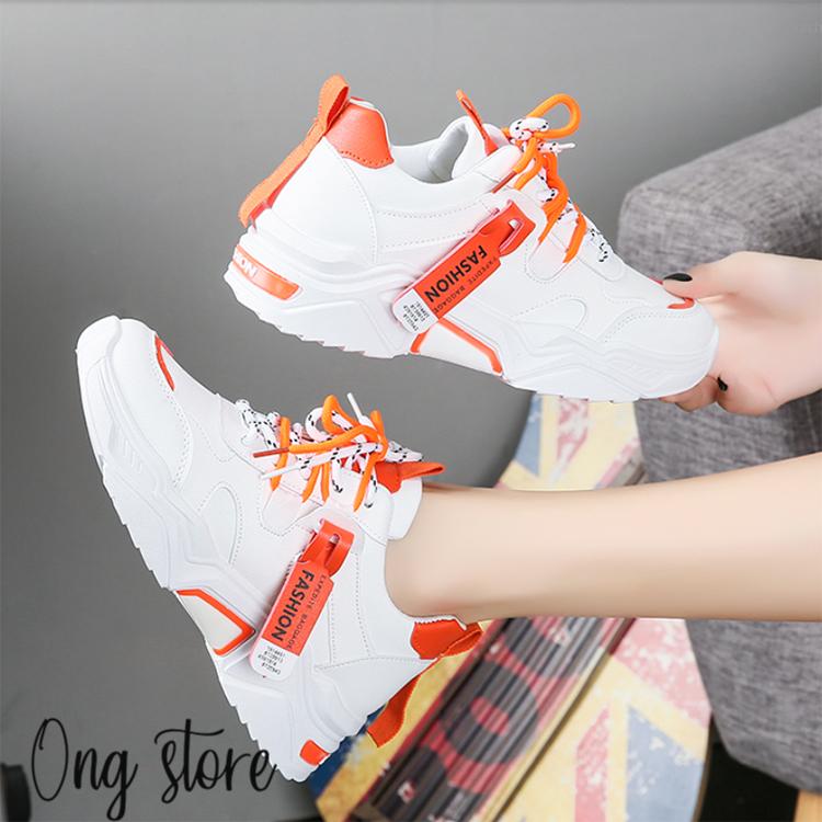 Giày học sinh nữ Hàn Quốc siêu đẹp , Giày thể thao nữ đế cao màu trắng 5 cm