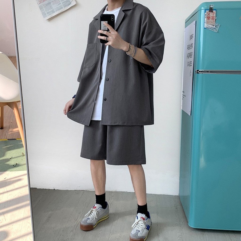 Set Trang Phục áo Blazer Nam và quần short unisex phong cách Hàn Quốc -SM01