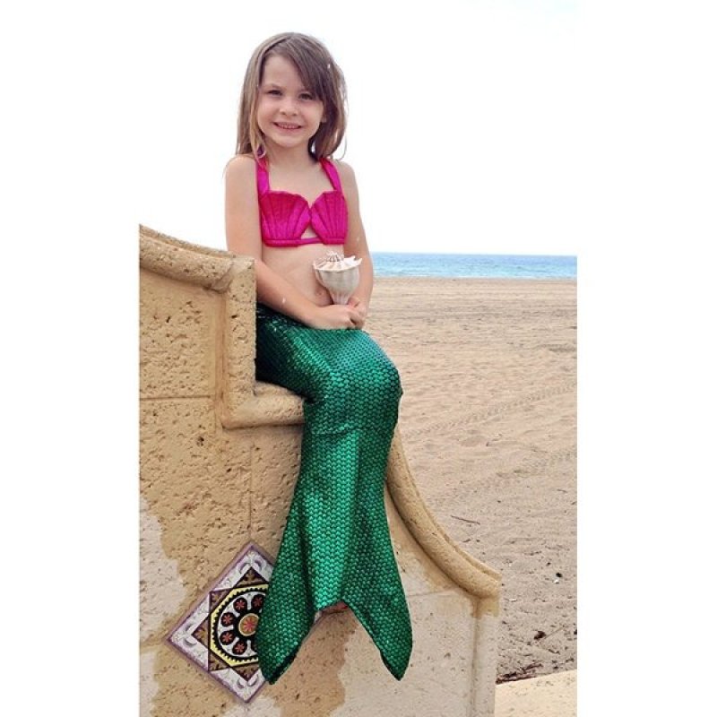 Nơi bán 110cm Little Girls Kids Princess Mermaid Tail Swimmable Bikini Set
Swimwear Suit (Green+Purple) - Intl
