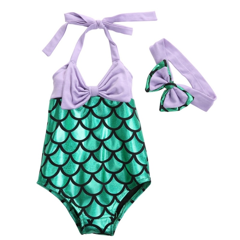 Nơi bán 2016 Kids Baby Girls Mermaid Bikini Set Bathing Suit Swimmable Swimsuit Swimwear Headband - intl