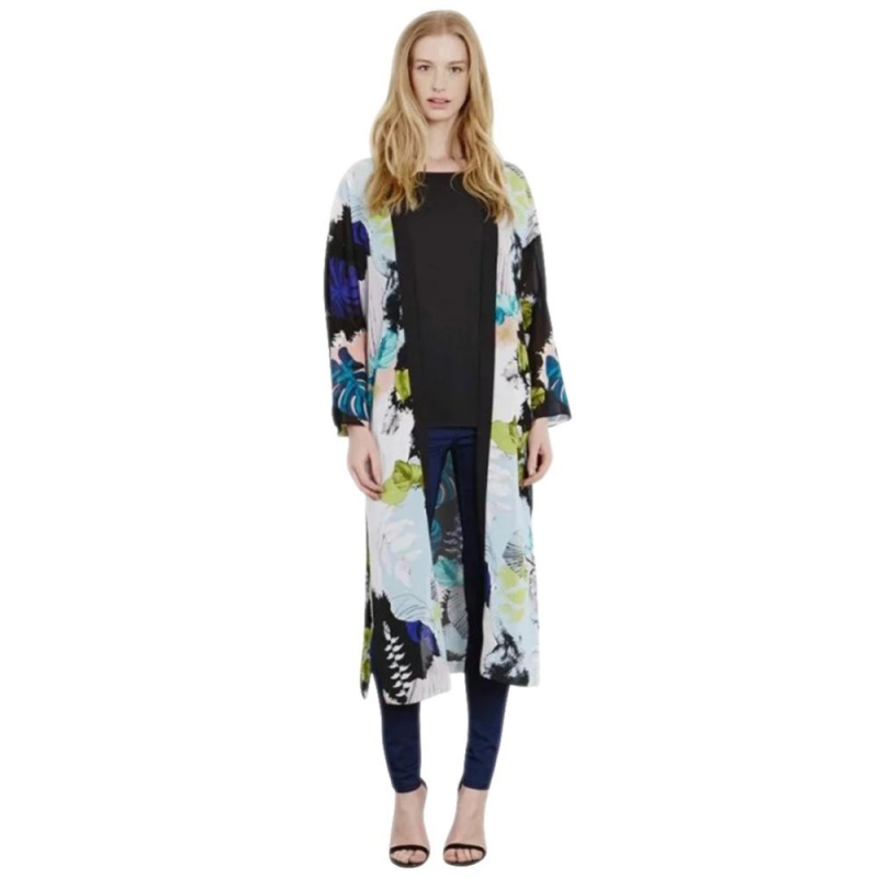 Nơi bán 2016 New Floral Print Kimono Cardigan Long Beach Top Cover Up Jacket M - intl