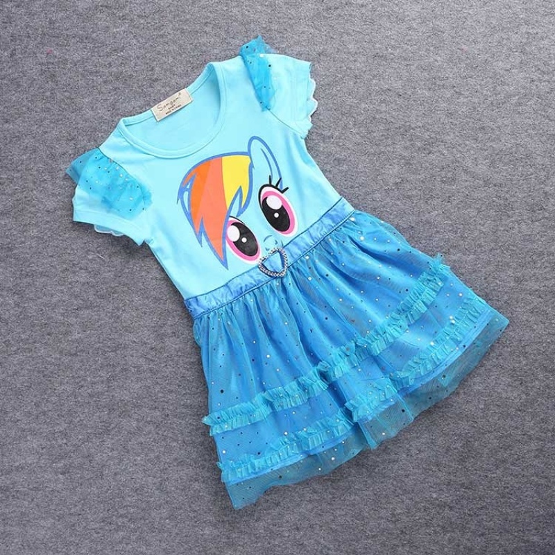 Nơi bán 2017 little girls new fashion color gauze dress girl tutu dress My pony kids cartoon princess baby lace sequin dress clothes - intl