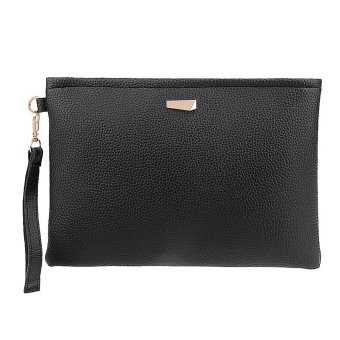 2017 New Spring Women PU Leather Messenger Zipper Clutch Bag (Black) - intl  