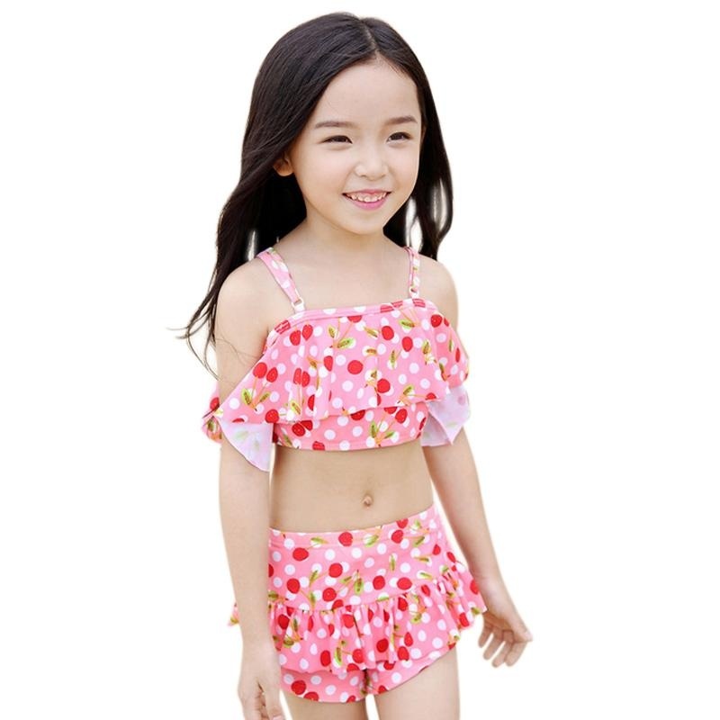 Nơi bán 2017 Summer Children's Swimsuit Bikini Set Baby Girls Cherry Print Swimwear - intl