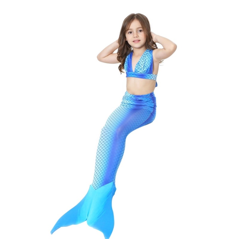 Nơi bán 3 Pcs/set Lovely Girls Mermaid Swimwear Set Cute Mermaid Costume Monofin Flippers Swimsuit- Blue - intl