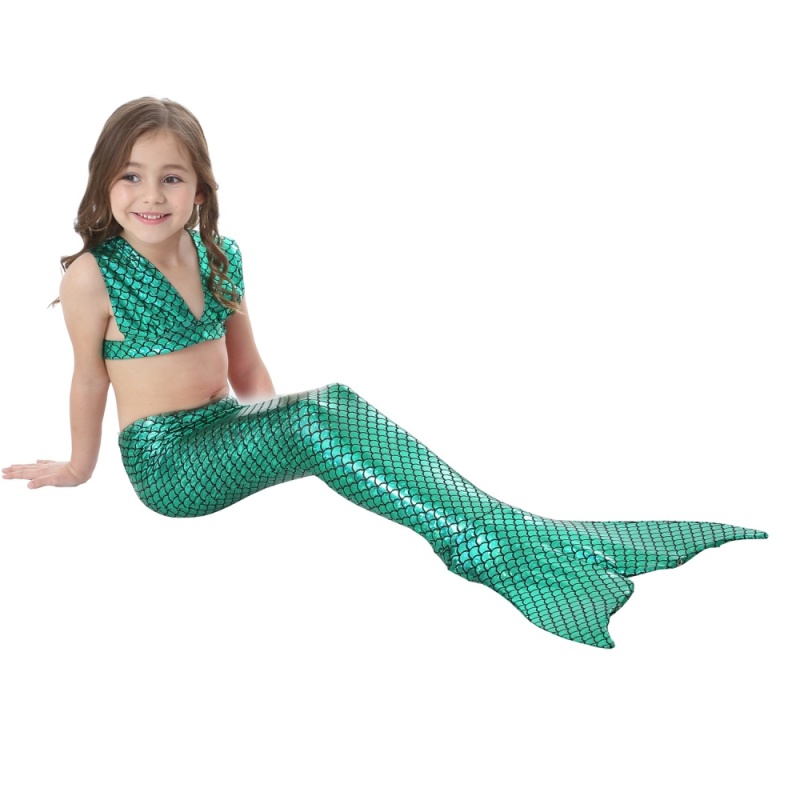 Nơi bán 3 Pcs/set Lovely Girls Mermaid Swimwear Set Cute Mermaid Costume Monofin Flippers Swimsuit- Green - intl