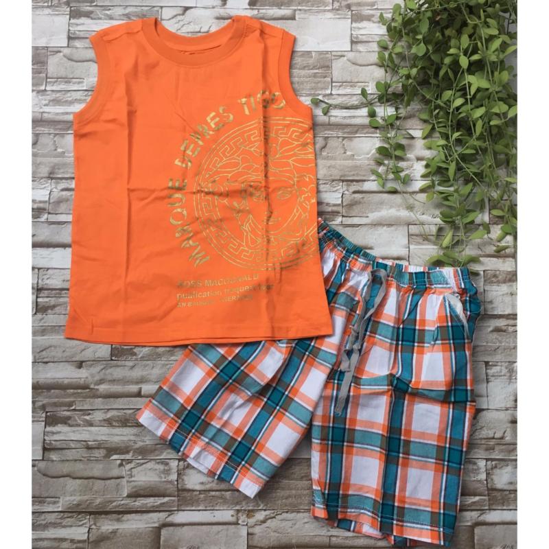 Nơi bán Bộ áo thun quần caro vải kate từ 28kg đến 40kg - BT420 - màu cam