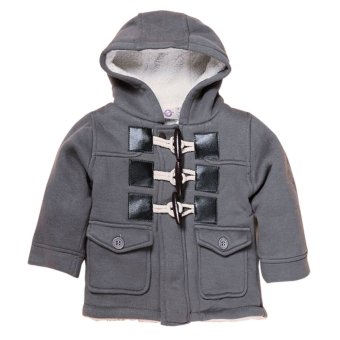 Boy Duffle Fleece Warm Hooded Coat Grey - intl  