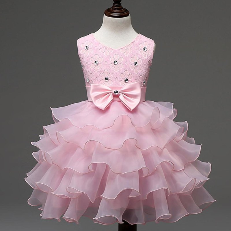 Nơi bán BUYINCOINS Baby Girls Dresses Kids Bowknot Beads Ruffles Lace
Princess Party Wedding Dress Pink & 120cm - intl
