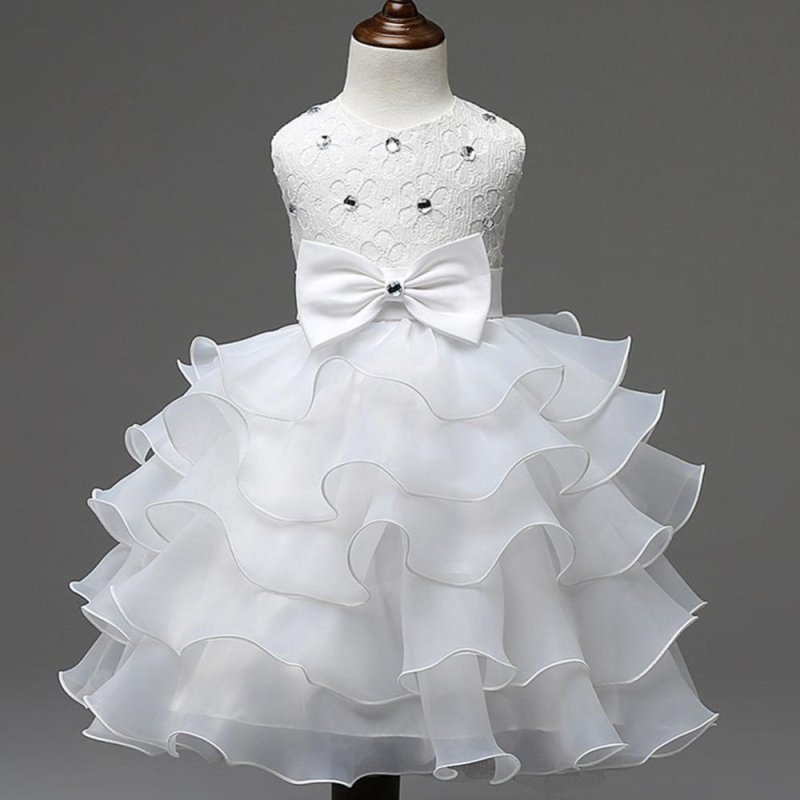 Nơi bán BUYINCOINS Baby Girls Dresses Kids Bowknot Beads Ruffles Lace
Princess Party Wedding Dress White & 120cm - intl