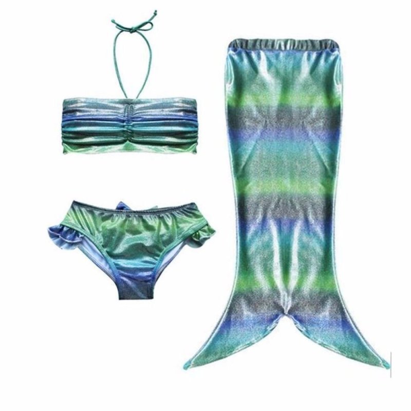 Nơi bán Children 's Swimwear Mermaid Tail Swimming Three-Pieces Suit - Green - intl
