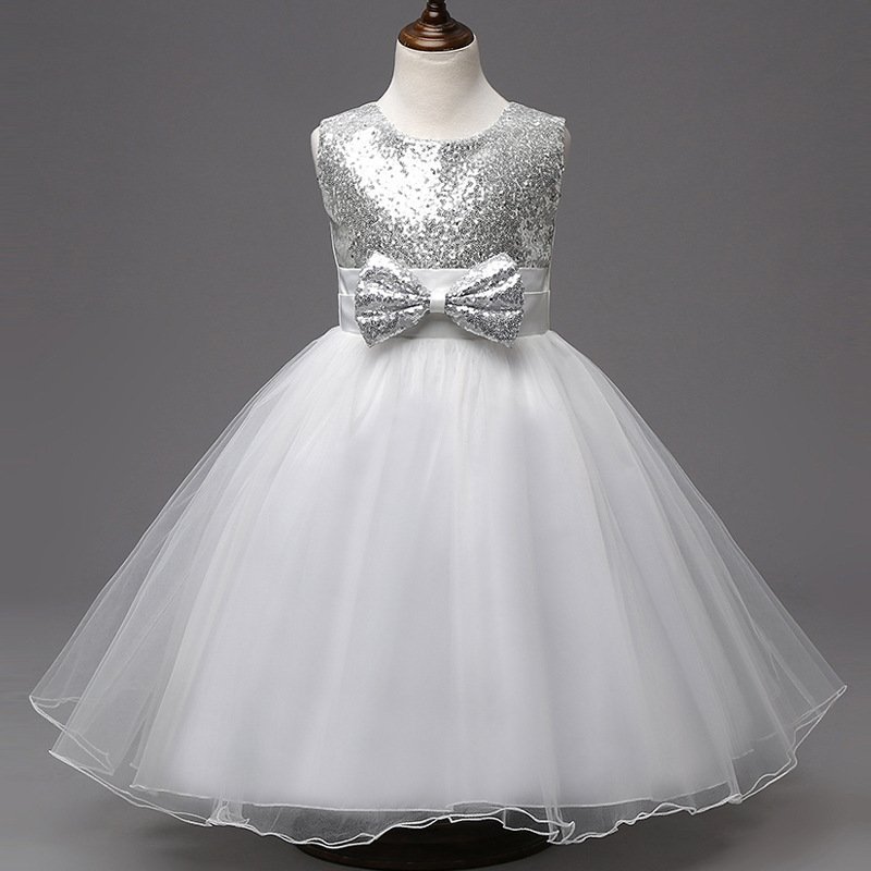 Nơi bán Children Big Bow-knot Sequined Sleeveless Girls Princess Tutu
Wedding Dress (White) - intl