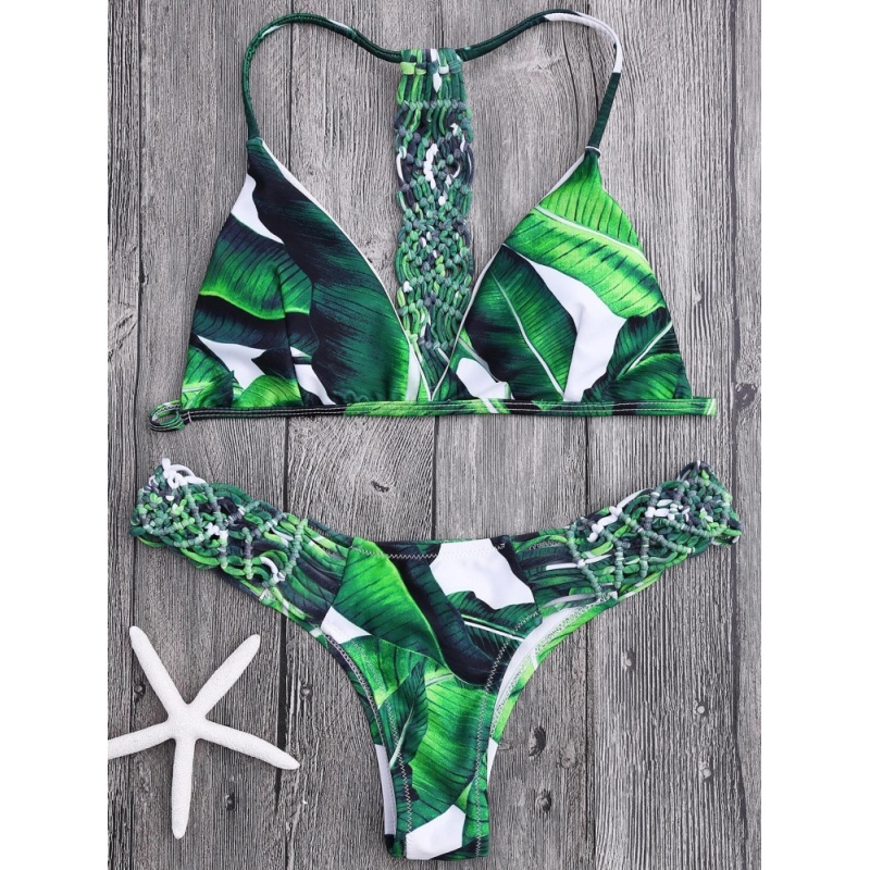 Nơi bán Crochet Panel Palm Leaves Bikini Set - intl